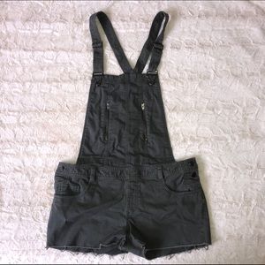 Dark Green cut-off overall shorts